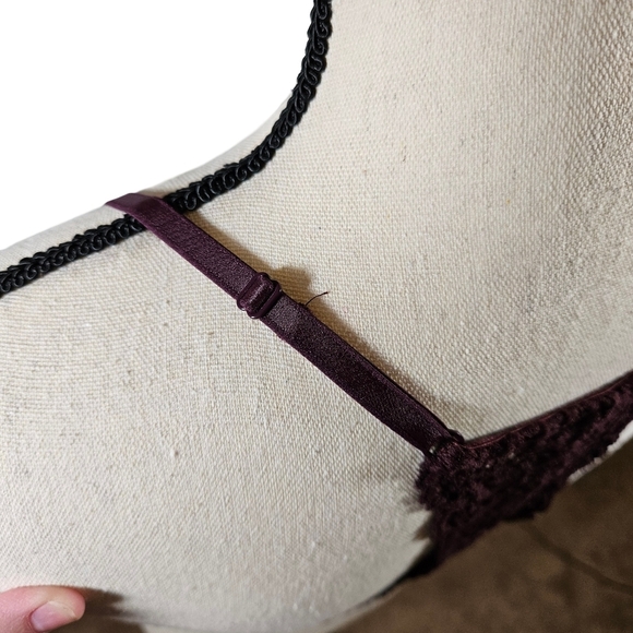 Aeri Racerback Lace Bralette, Burgundy, Medium - Picture 3 of 10